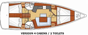 Oceanis 45 - Layout 4 cabins